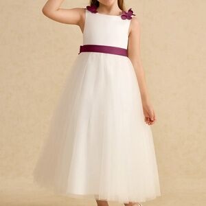 NEW Azazie Lilli Ivory Mulberry Flower Girl Dress Size 2